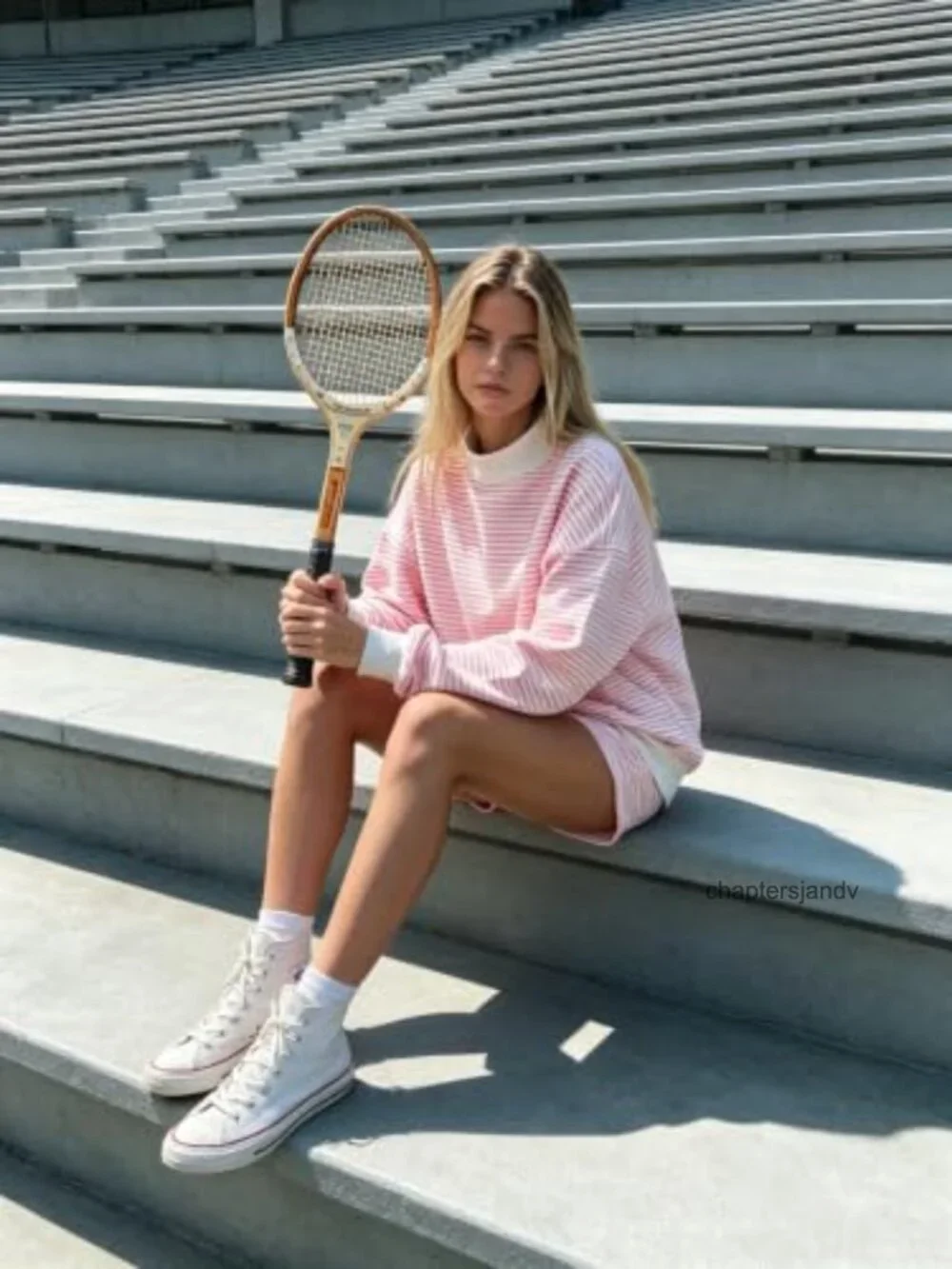 Oversized Mockneck Striped Sweatshirt Long Sleeve Pullover